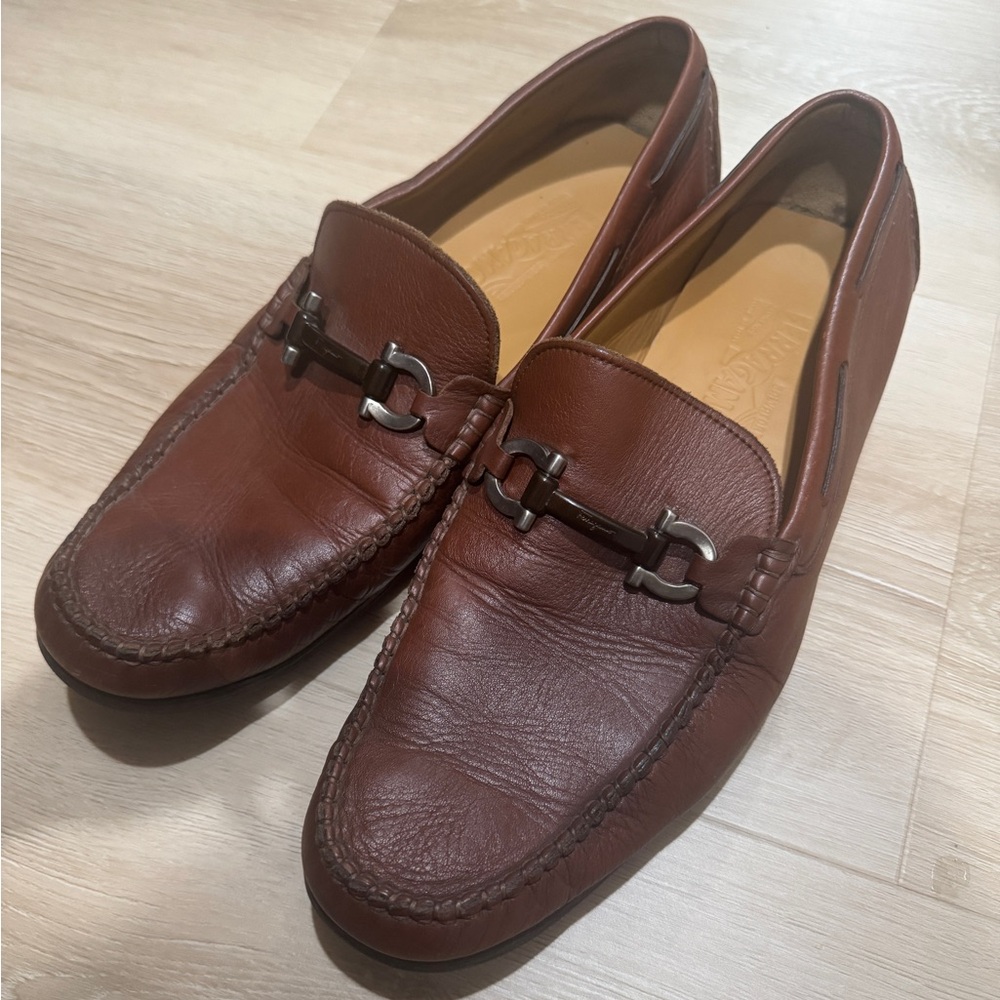 Salvatore Ferragamo Rich Brown Leather Loafers Men’s Size 12